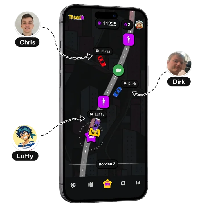 Theorio-app: Levels, munten en vrienden