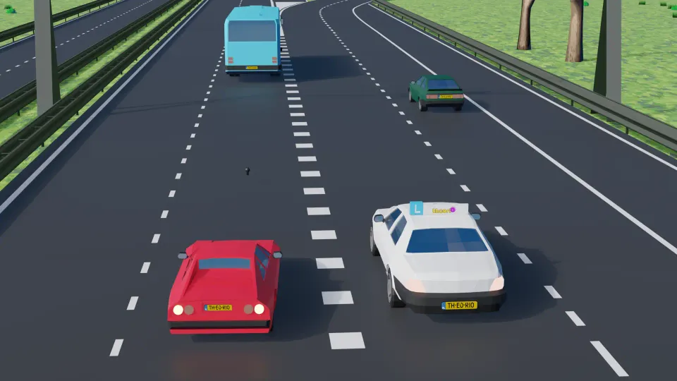 Are you allowed to overtake the red car here on the right?