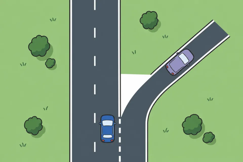 You have almost missed the exit. May you still drive over the white gore area to the exit?