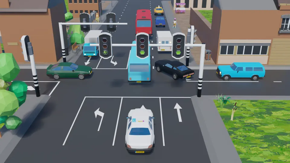 Het is druk op het kruispunt, mag je doorrijden?