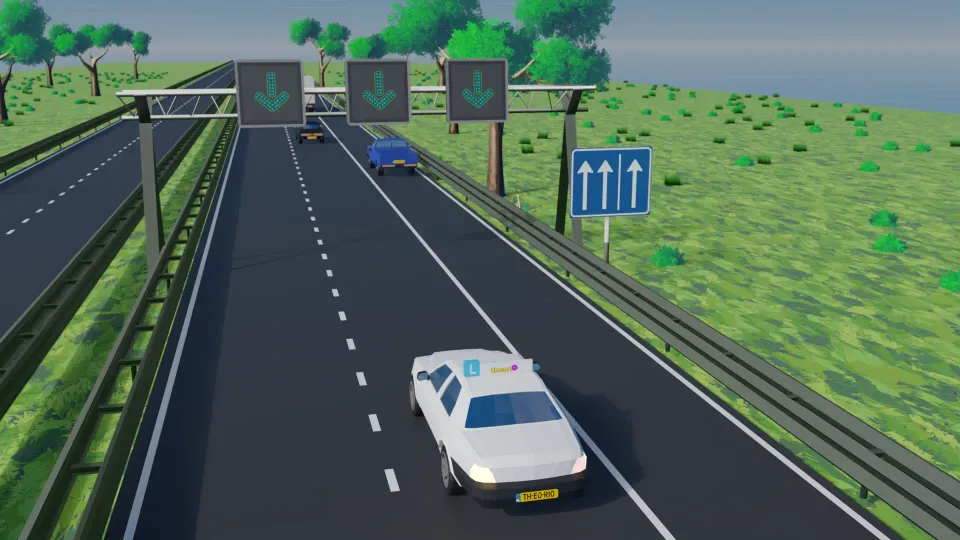Mag je hier blijven rijden, terwijl de spitstrook open is?