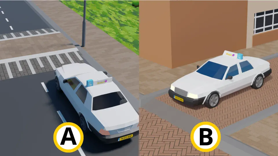 Welke situatie geeft een uitrit weer?
