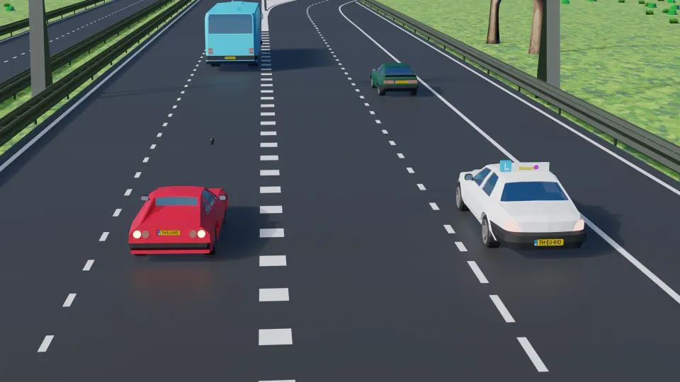 Is it allowed to overtake the red car here on the right?