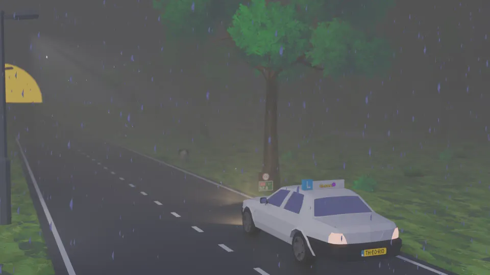 Which one can you turn on in the rain, with visibility less than 50 meters?