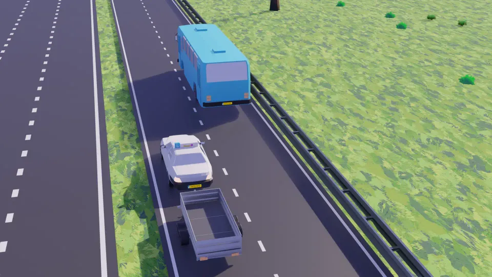 You are driving with a trailer. Are you allowed to drive in the left lane if there are only two lanes?