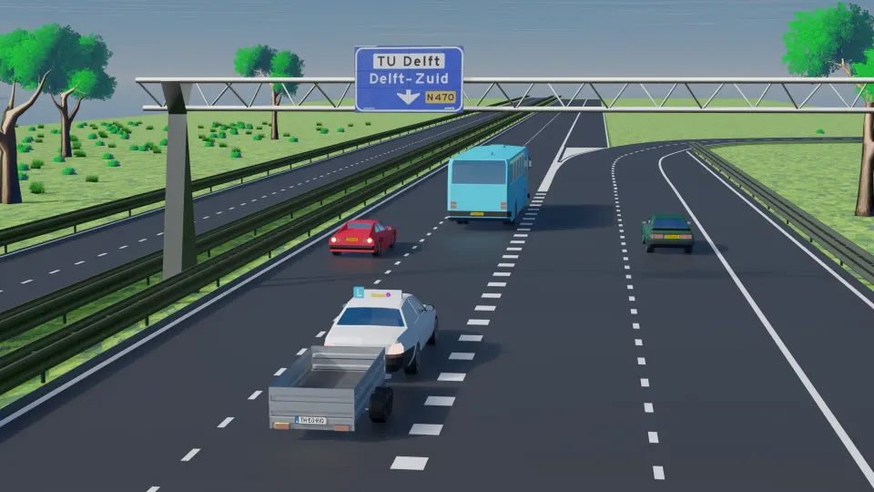 You are driving with a trailer and want to merge onto Delft-South. Is that allowed?