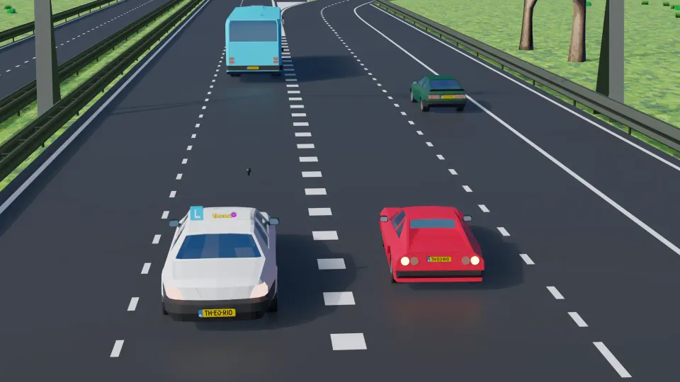 Are you allowed to overtake the red car here on the left?