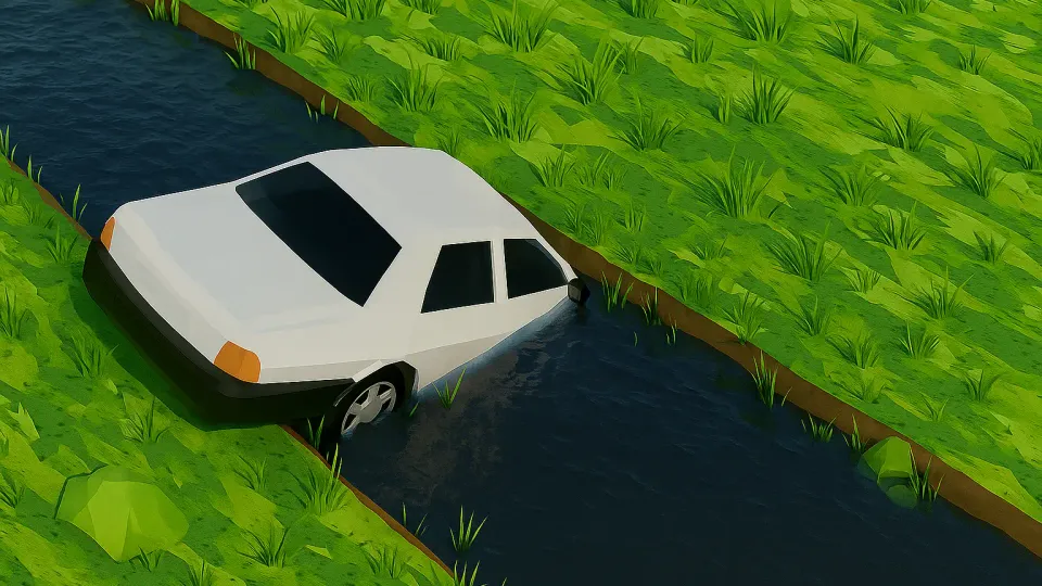 If your car goes into the water, what should you do?