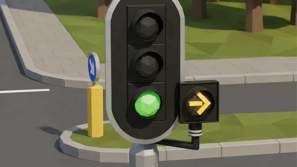 The extra yellow arrow warns of cyclists when turning. It does not turn your own red signal into green.