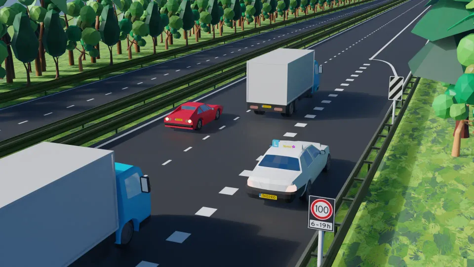 Car building up speed on the acceleration lane and merging into the traffic on the main carriageway