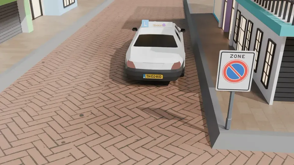ZONE above the sign: the parking ban applies in the whole area, on both sides of the road.