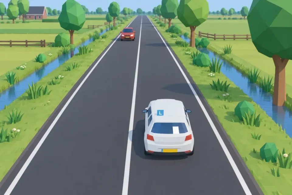 One solid white line in the middle of the road