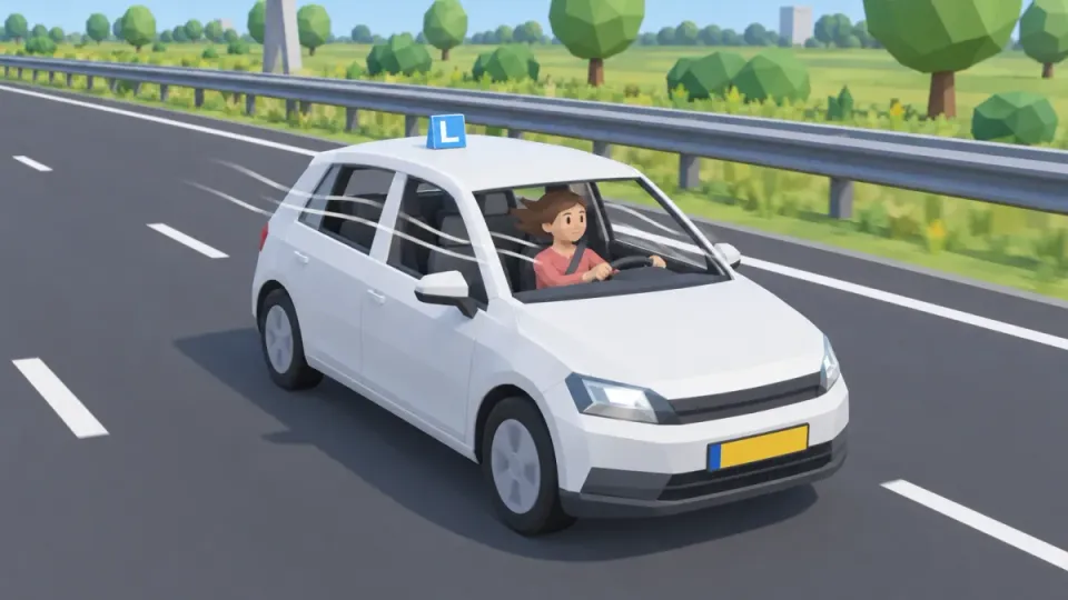 Car on the motorway with all windows open