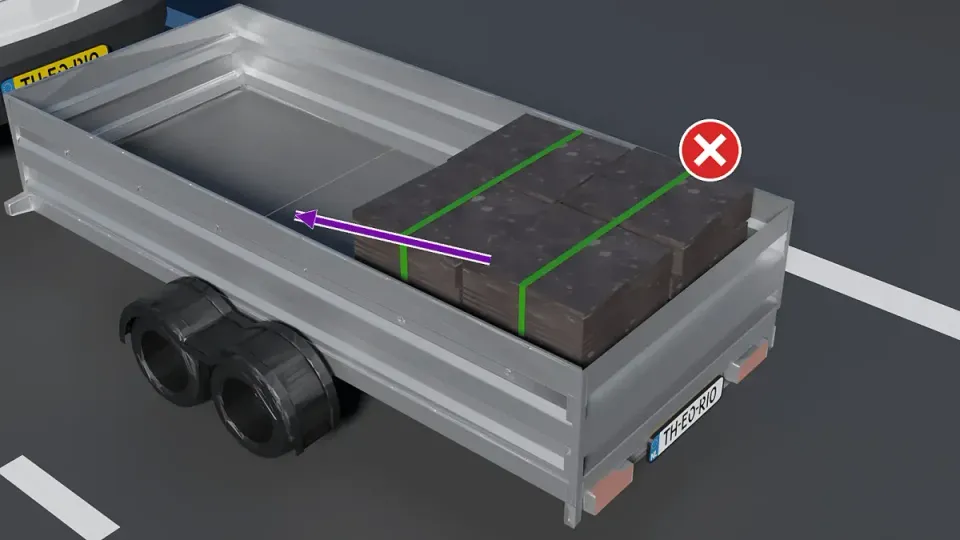 Here the heavy part is too far back. That can make the trailer sway. Put heavy weight above the axle.