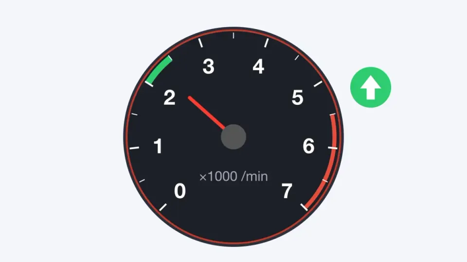 A rev counter: the 2 means 2,000 rpm. In the green zone, between 2,000 and 2,500 rpm, you change up.