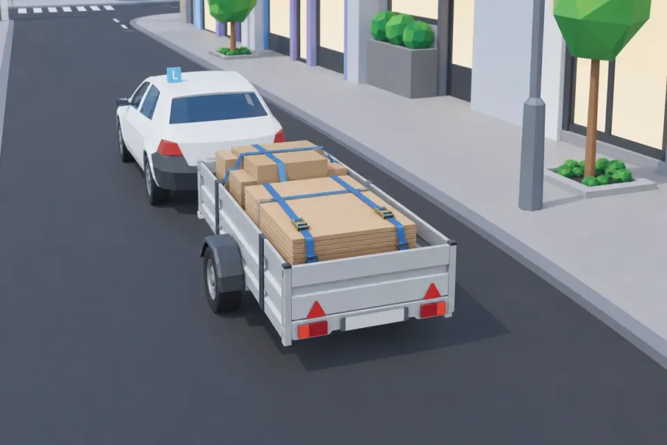 Sides: the load stays within the width of the trailer.