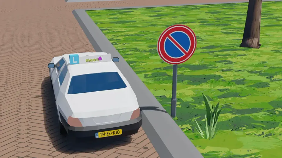 The sign is on the right: no parking on the right. Parking on the left is allowed.