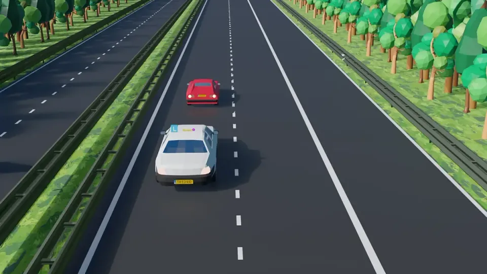 No jam and no block markings: you do not overtake the slow car on the left on its right side.