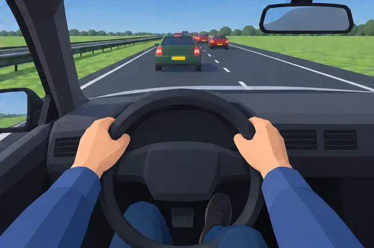 The driver keeps observing the queue and can intervene immediately. Support is used deliberately.