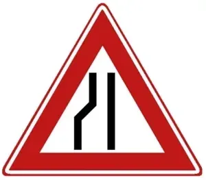J19: Road narrows on the left