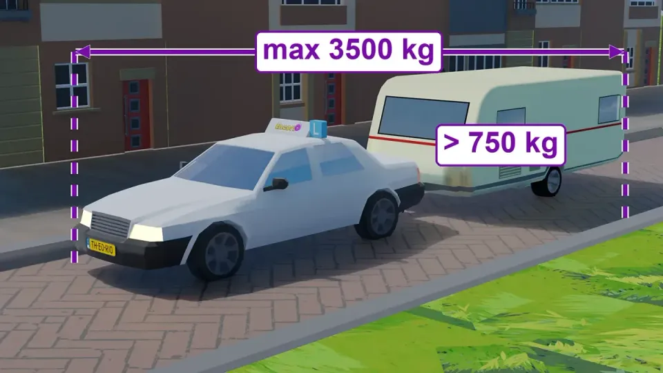 Is the trailer heavier than 750 kg? Then with a B licence, car and trailer together may weigh no more than 3500 kg.