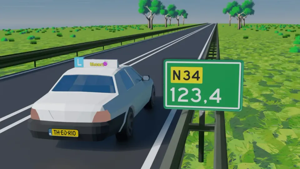N34 is a road number. This image shows an ordinary road outside the built-up area without an autoweg sign or green centre strip: the default is 80 km/h.