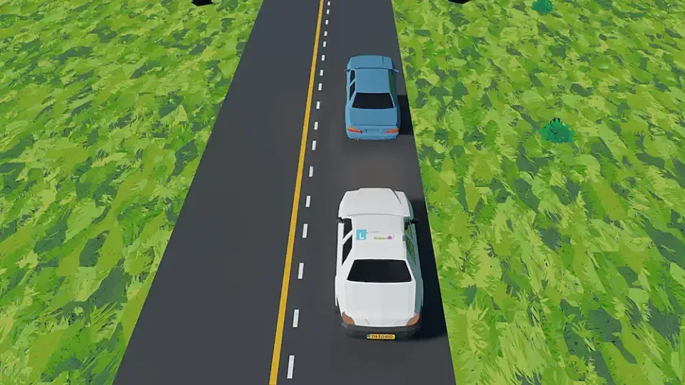 Temporary solid yellow line over the white marking at roadworks