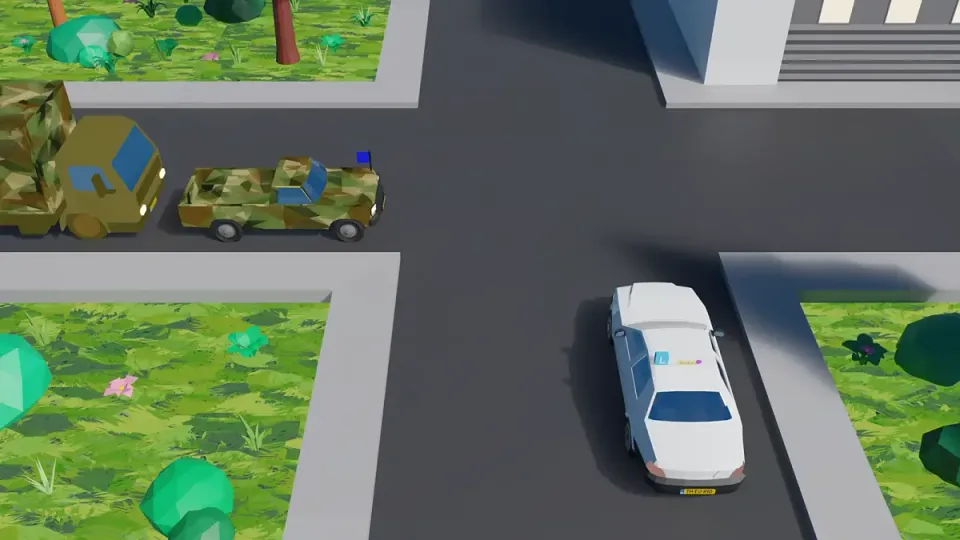 Here the first vehicle is still waiting and the learner car comes from the right. The learner car may go first.