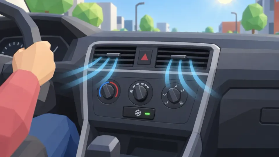 Air conditioning blowing cold air from the vents