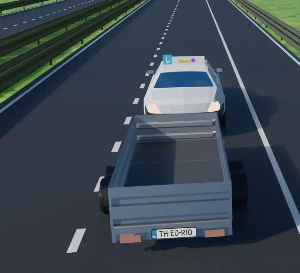 A car with a trailer is heavier and longer. That makes your stopping distance longer than with the car alone.