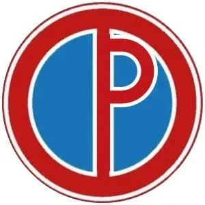 The upright slash with a red curve added: a clear letter P