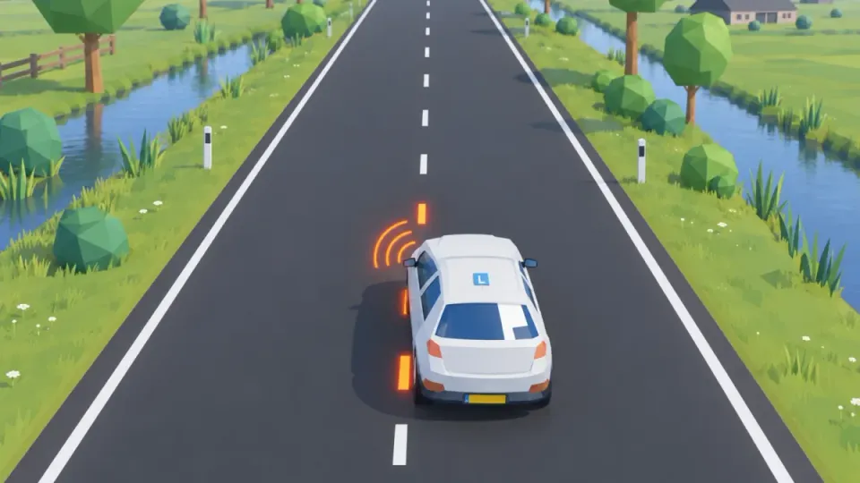 Lane departure warning: the car crosses the line without indicating. The system warns you, but does not steer.