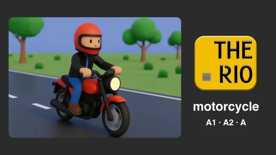 A motorcycle has its own yellow number plate. You need licence A1, A2 or A. A B licence is not enough.