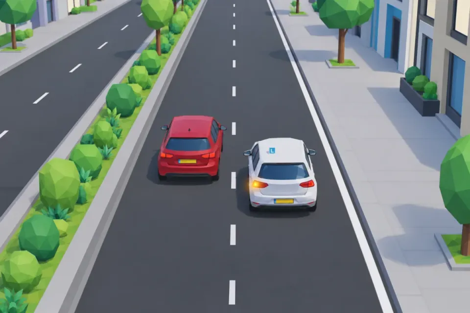 Traffic in the other lane goes first.