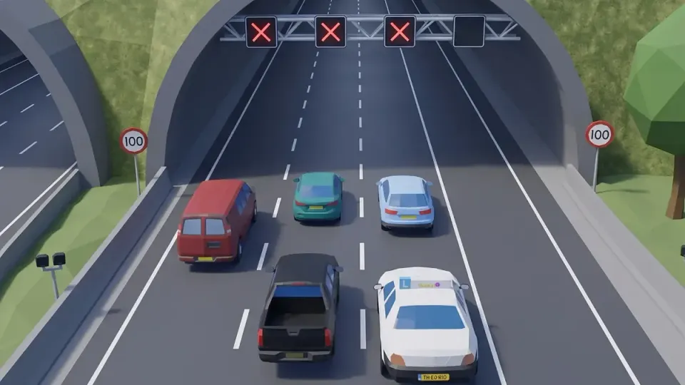 Red crosses above all lanes