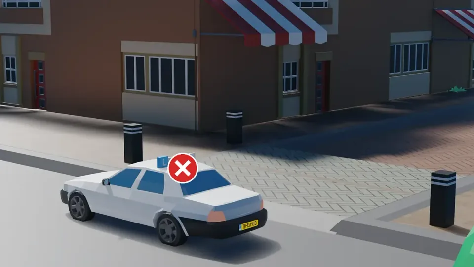Learner car in front of an exit: no parking