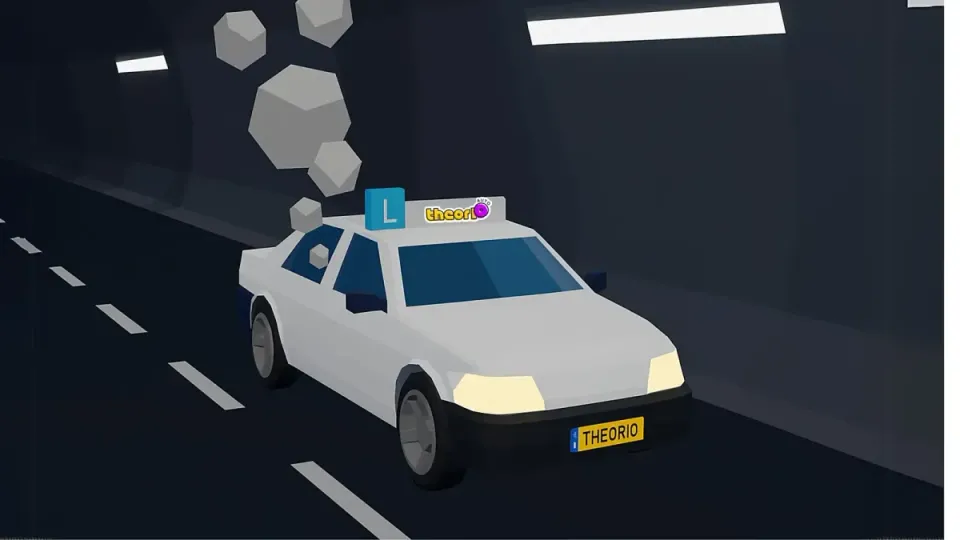 Smoke is coming from the bonnet in a tunnel. Drive out of the tunnel if you can.