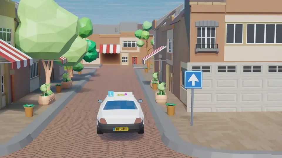 A one-way street without a parking ban: parking on the left and right is allowed.