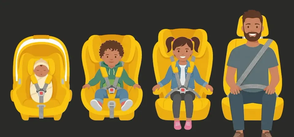 Every child gets its own seat and a suitable child seat. A child shorter than 1.35 m sits in an approved child seat.