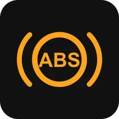 The ABS light: the letters ABS in a circle between brackets. The light is orange or yellow.