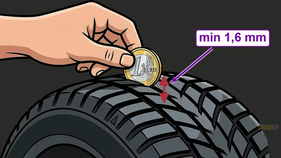 Measuring tread depth in the groove of a summer tyre