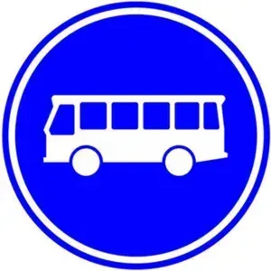Bord F13: rond blauw bord met een witte bus, alleen voor lijnbussen