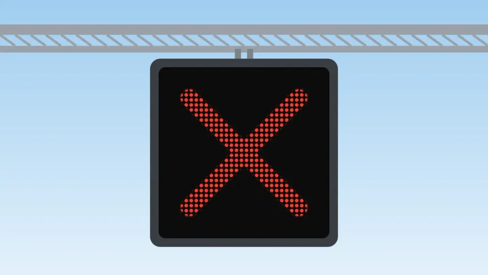 Matrix sign with a red cross