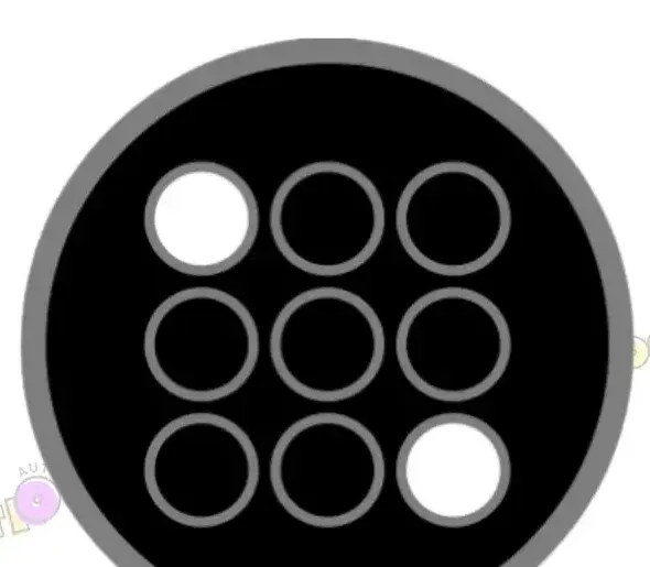 Round black tram signal with white dots