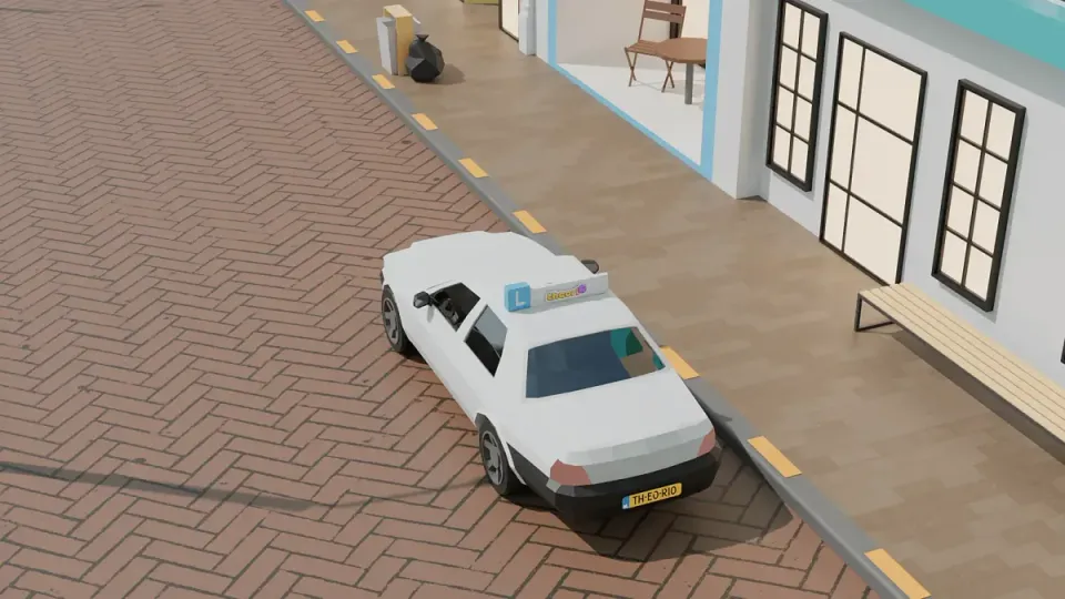 A broken yellow line bans parking. Loading and unloading straight away is allowed here, if you do not block anyone.