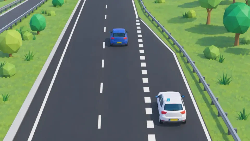Block markings between the slip road and the right-hand lane of the motorway
