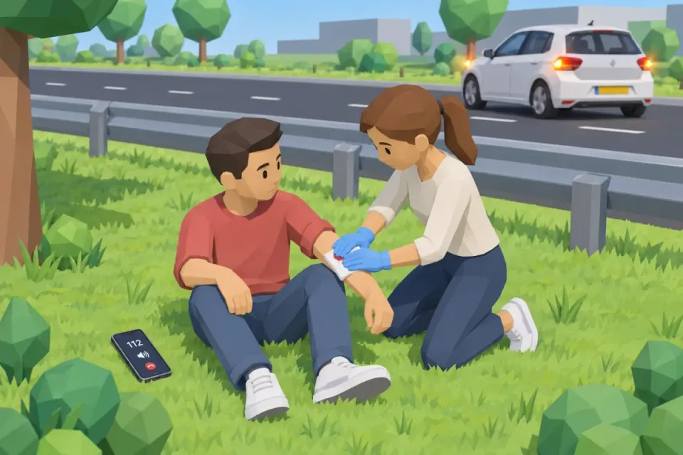 For severe bleeding, press directly and firmly on the wound, for example with a cloth, and have 112 called.