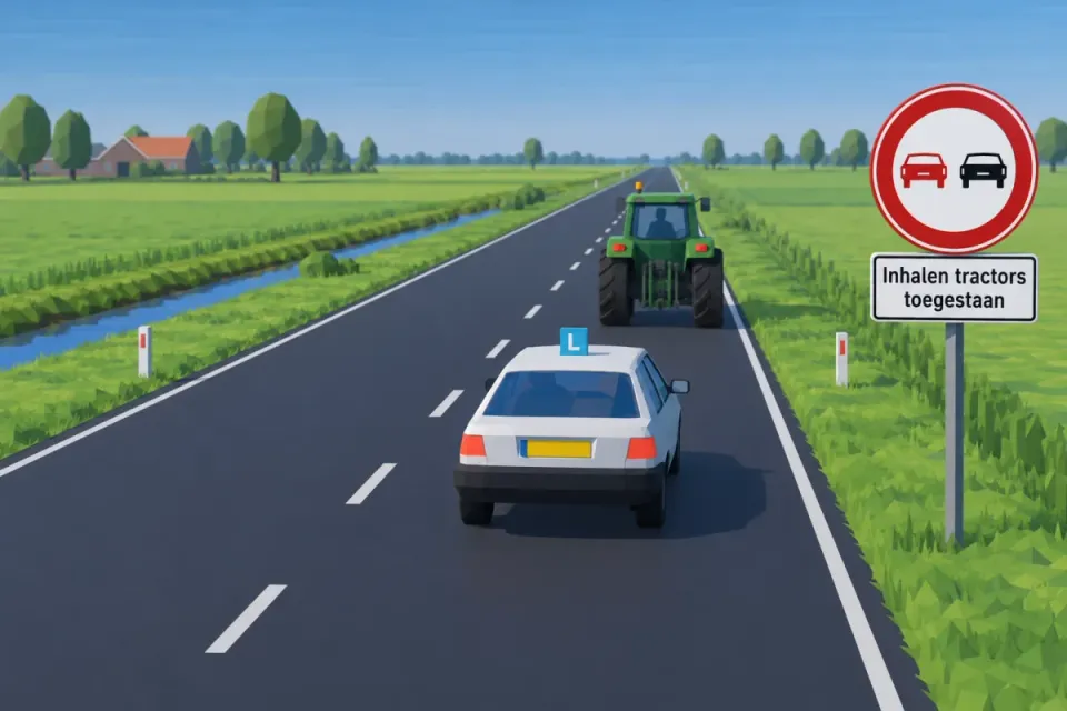 The plate allows overtaking a tractor. Also check the line, your view and oncoming traffic.