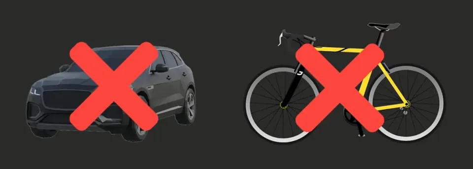 With a driving ban both the car and the bicycle are crossed out. You may not drive or ride anything.