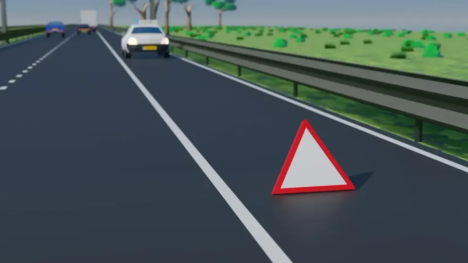 A warning triangle is not mandatory in a Dutch car. After a breakdown you may also warn others with your hazard lights.